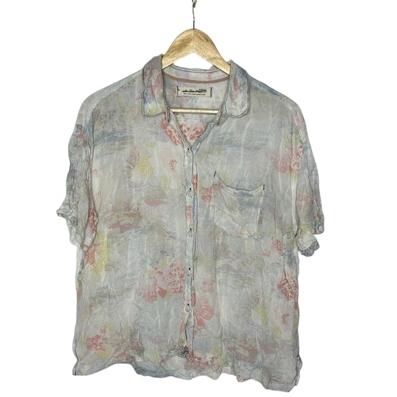 Free People We The Free Good Vibes Button Front Short Sleeve Shirt s - Picture 4 of 13